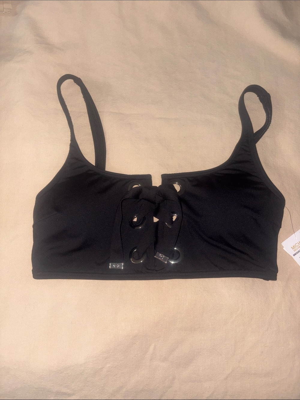 MICHAEL Michael Kors Black Lace-Up Bikini Top